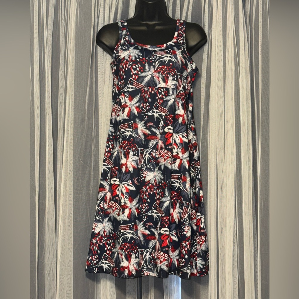 Columbia Navy and Red Sleeveless Dress, S Small